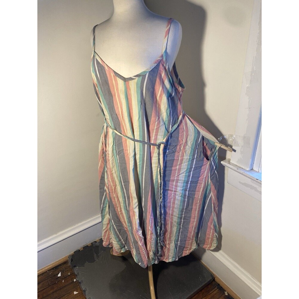 Torrid 2 Multi-stripe Challis Midi Flowing Summer Dress Size 2X Beach Sundress